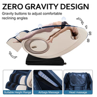 Massage Chair Zero Gravity Full Body with Heating and Bluetooth - Blue