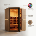 Multifunctional 2-3 Person Infrared Sauna for Home, 2180W Indoor Sauna with 7-Color LED Ambient Light, Red Light Feature, Oxygen Bar, Dual Bluetooth Speakers, 360° Surround Heating